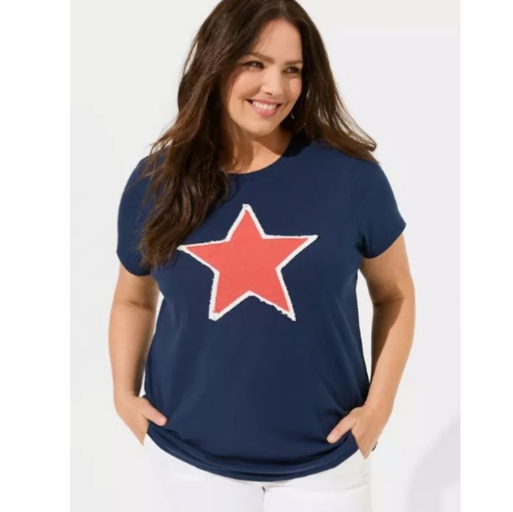 Torrid USA Applique Classic Fit Hertitage Jersey Tee Size 1